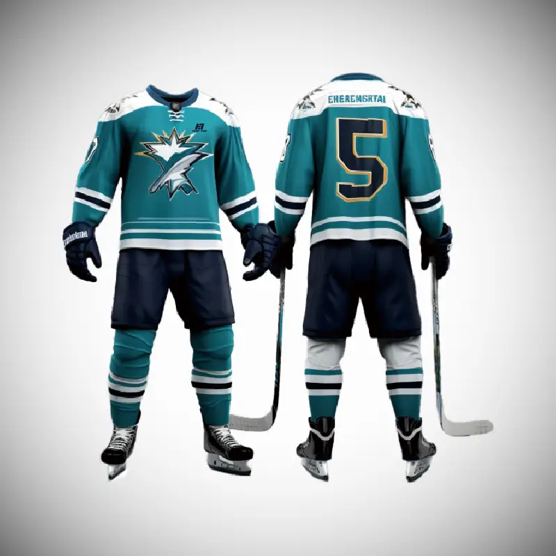 Maillots de hockey personnalisés avec couleurs personnalisées, logos d'équipe, noms et numéros. maillots et pantalons de hockey sur glace entièrement personnalisables 1