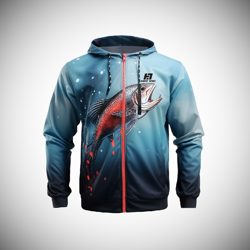 Léinte Iascaireachta Dye Sublimation saincheaptha atá deartha do do bhranda. léinte iascaireachta SPF sleeve fada le coiléar , Fan fionnuar agus cosanta gréine lenár n-ardchaighdeán 7
