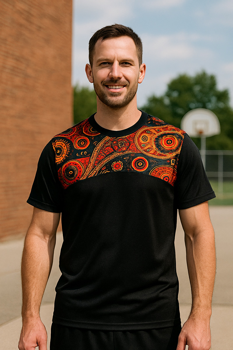 Top Activewear personalizzato con fronte di sublimazione & fondo a colori solidi | Fornitore di abbigliamento per le prestazioni 11
