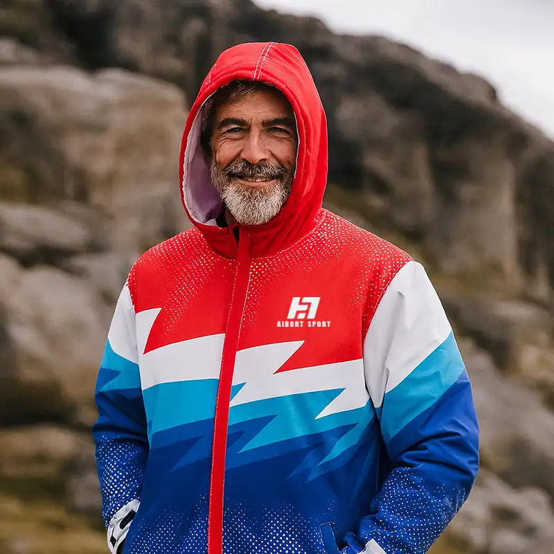 Parka de pont de natation - Superbe imprimée à la sublimation + fond teint | Mateau d'échauffement de l'équipe de natation personnalisée | Fabricant de vestes extérieures imperméables 1