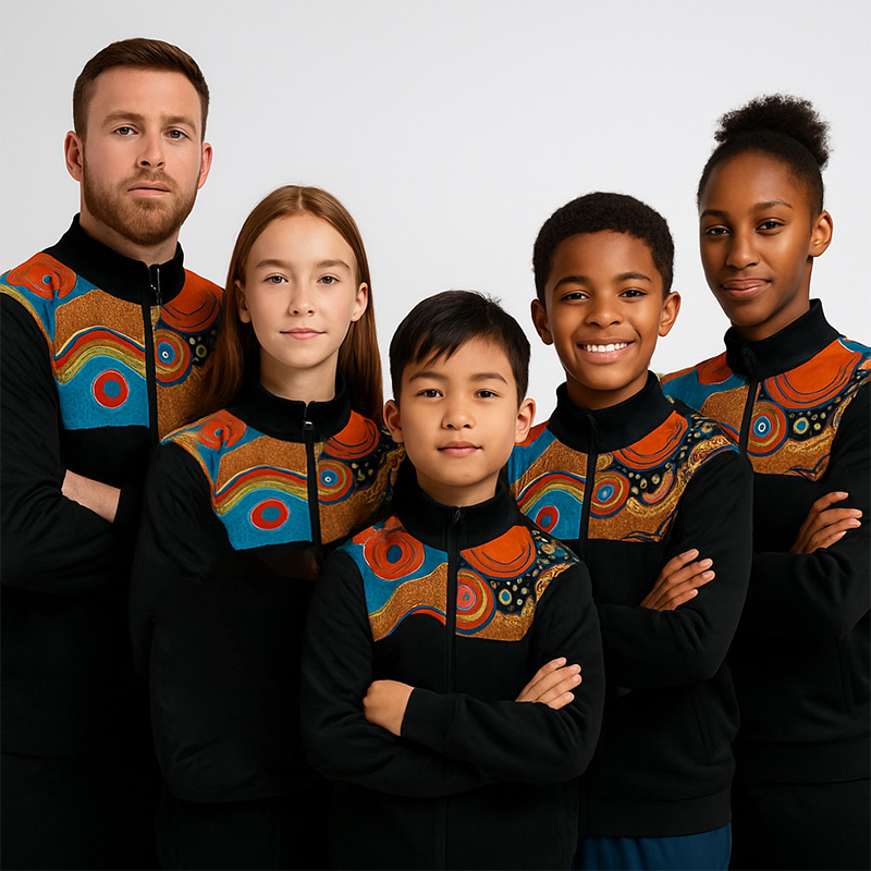 Abbigliamento sportivo in tessuto a contrasto - stampato superiore con pressa di calore, in tessuto di colore solido più basso | Esperto di personalizzazione degli attrezzi atletici 1