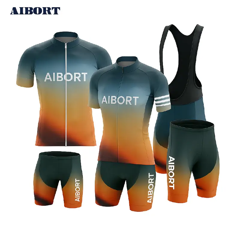 Aibort Custom OEM Cycling Wear Moisture Wicking & Lightweight Thermal UV Compression Short Sleeve Set Plus Size for Club Races 1