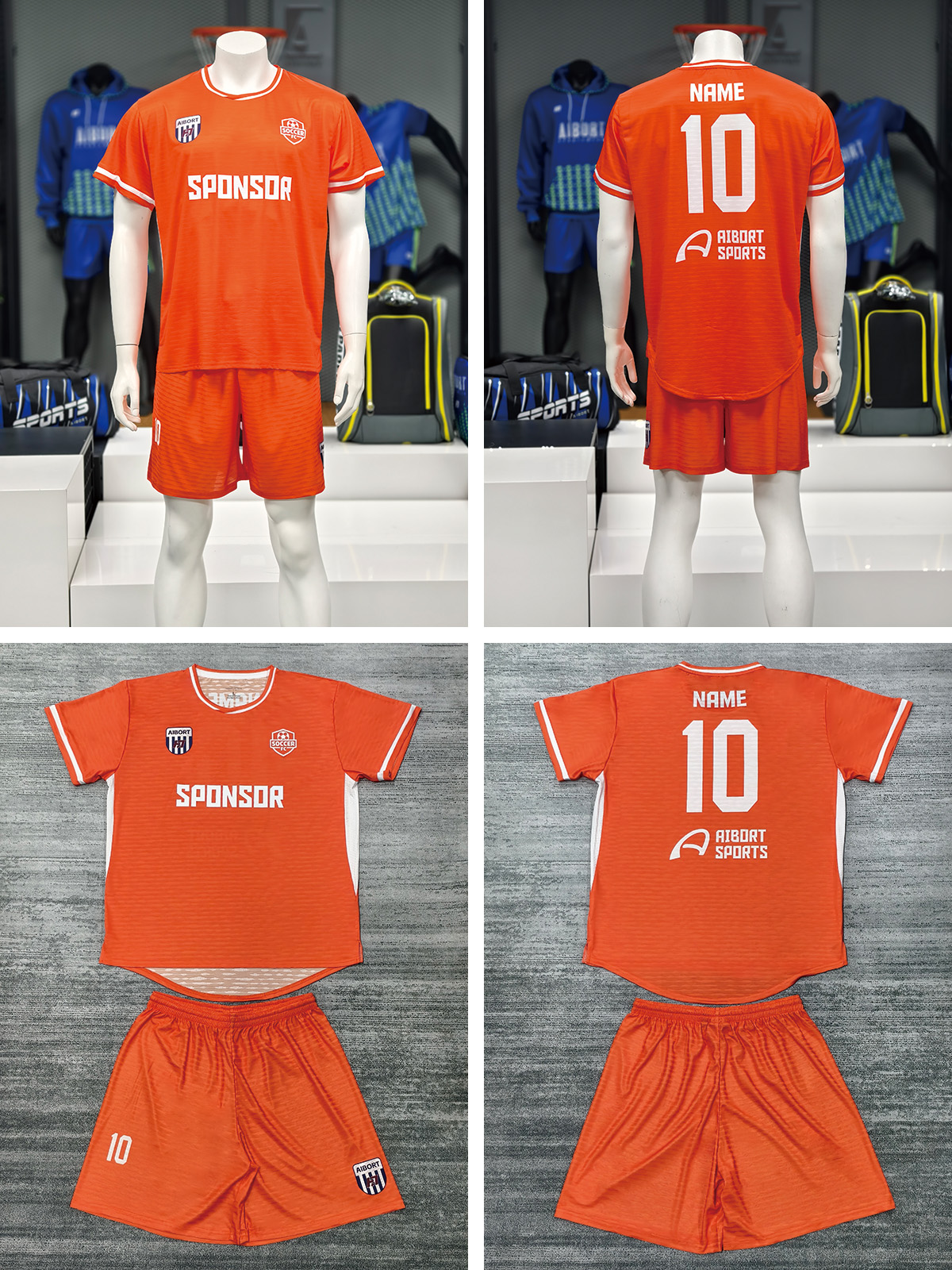 Aibort Quick Dry Stylish Ergonomic Breathable Anti-Wrinkle Unisex Jersey Soccer Uniform Sets OEM Service for Local Football Team 4