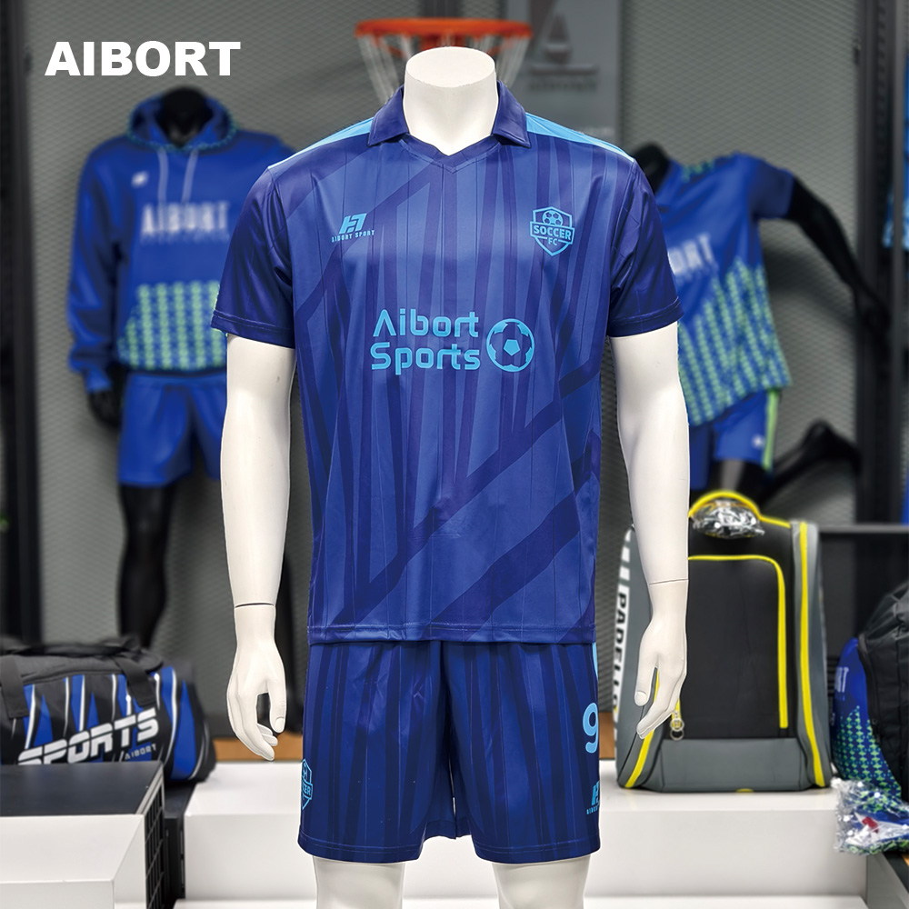 Aabort Drapp Artab Disinn Kulurit Nifs ta' Żewġ Biċċiet Uniformi tal-Futbol Atletiku Settijiet Ismijiet tat-Timijiet Personalizzati għal Servizz OEM Organizzat 2