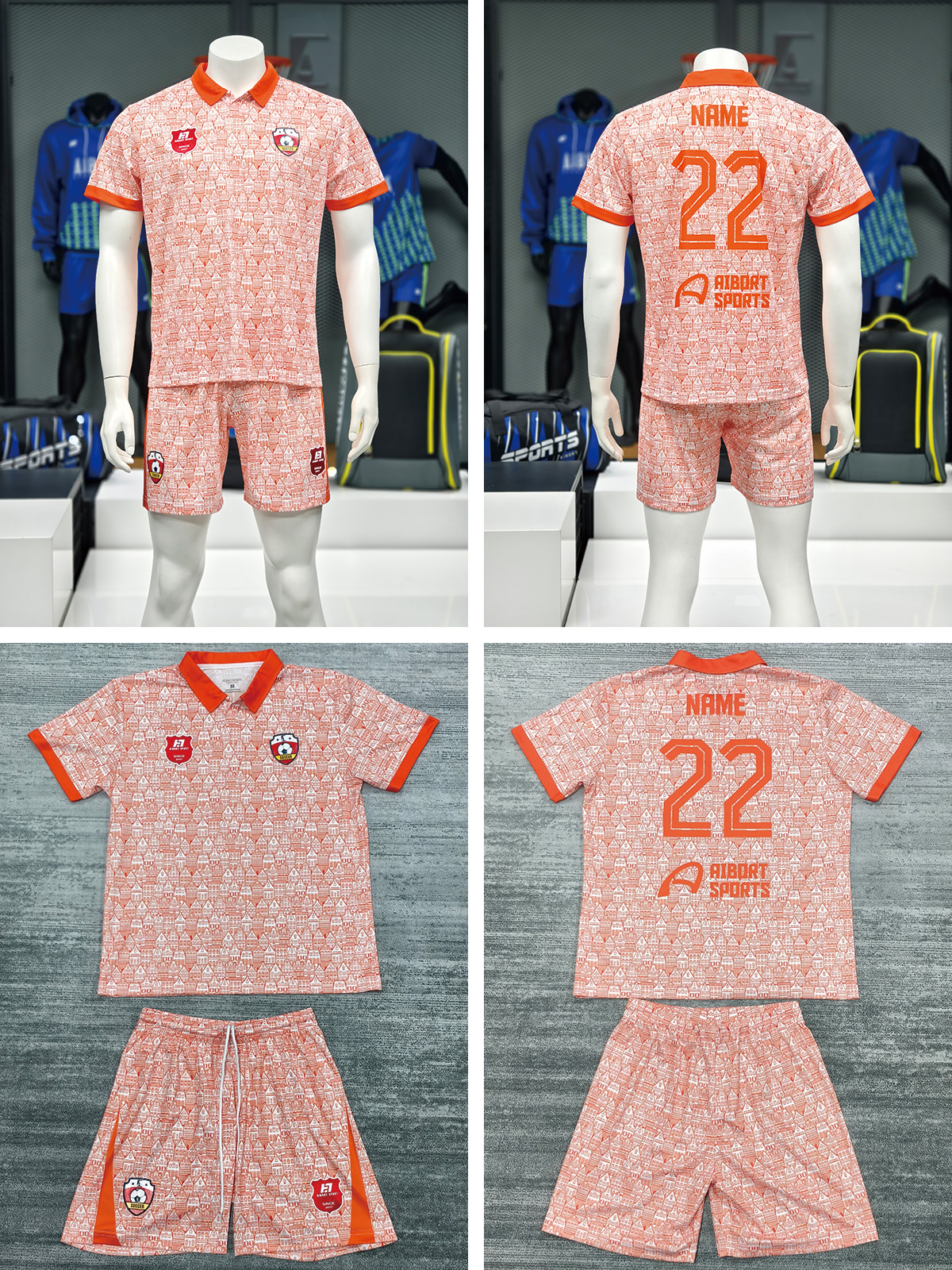 Aibort Yaz OEM Servisi Hızlı Kuruyan Solmaya Dayanıklı Moda Kesim Süblimasyonlu İki Parçalı Antrenman Seti Futbol Forması Açık Hava Ligi 4