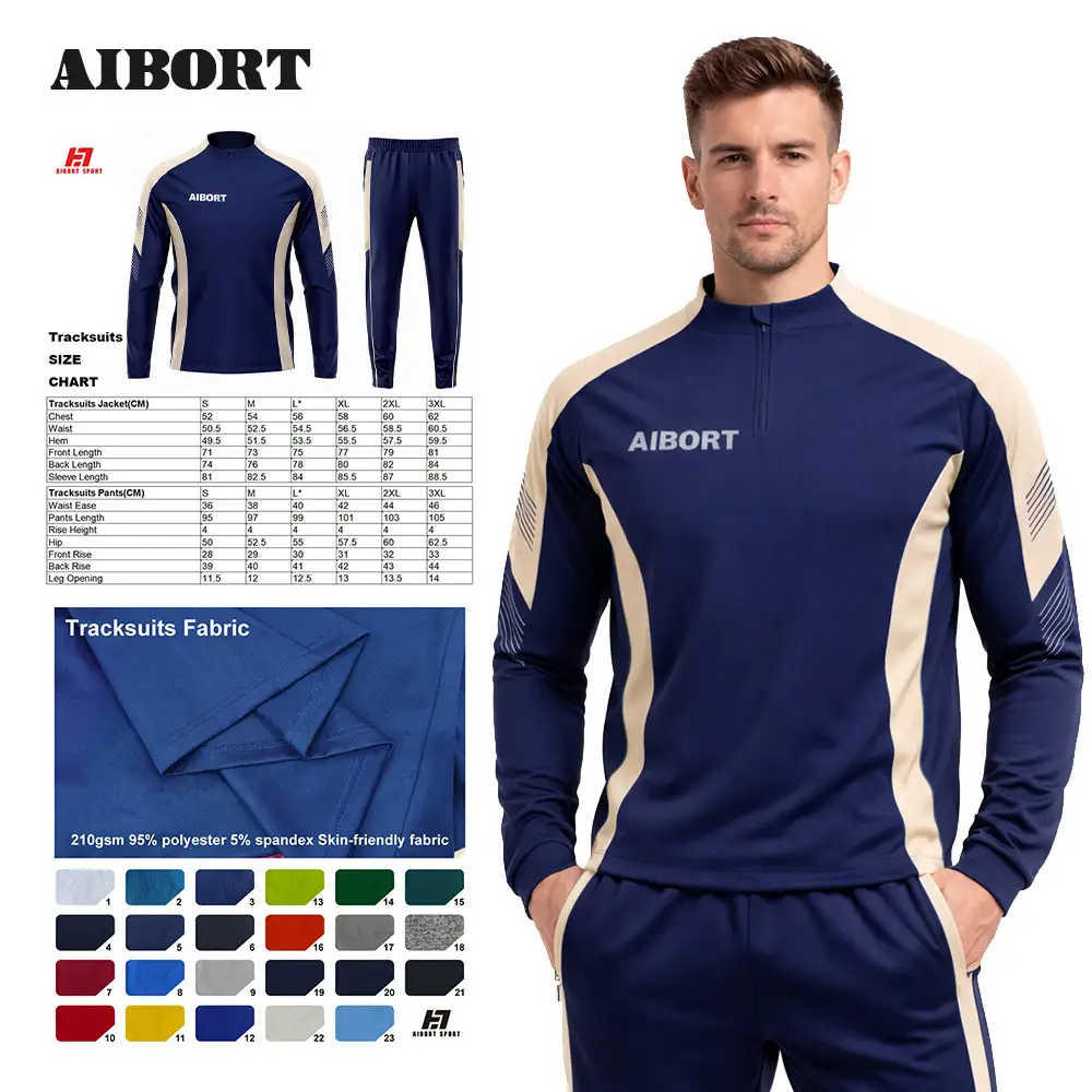 Survêtements de football Aibort en maille respirante à humidité équilibrée, coupe élastique longue et confortable, conçus sur mesure pour les athlètes de ligue 1