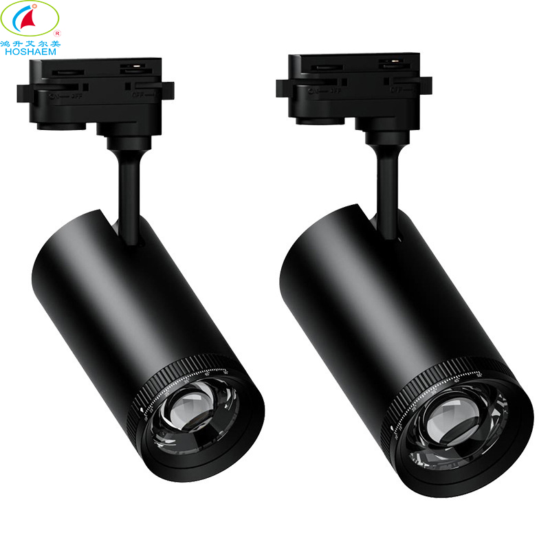 Luces de riel de techo LED Hongsheng HOSHAEM 12W en fabricantes de focos flexibles con zoom en blanco y negro 3
