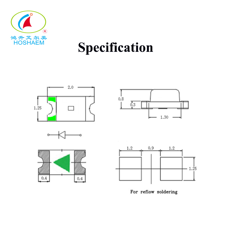 Hongsheng 0805 Dual Color Red Yellow Green Blue LED Chips Customized SMD Patch Type Light-emitting Diode Manufacturer 2