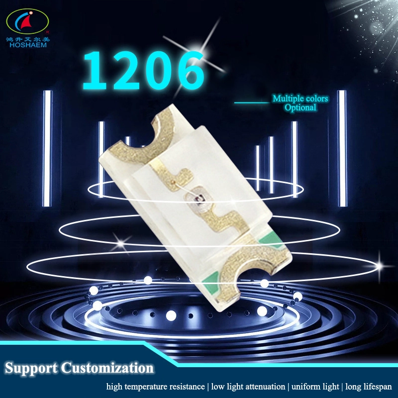 Hongsheng – diodes LED 1206, rouge, blanc, violet, bleu, vert, jaune, Orange, polychrome, puces SMD 1206, fournisseur OEM 1