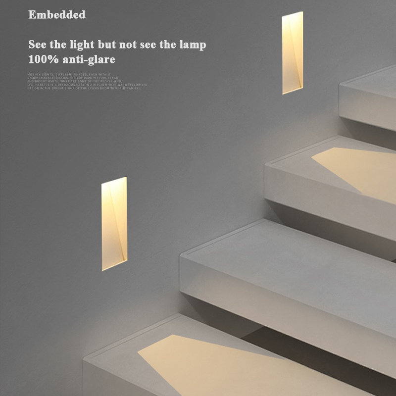 Hongsheng HOSHAEM Sensore di movimento da incasso Step Light 3W Lampade da parete notturne per illuminazione di scale senza finiture per corridoi interni 2