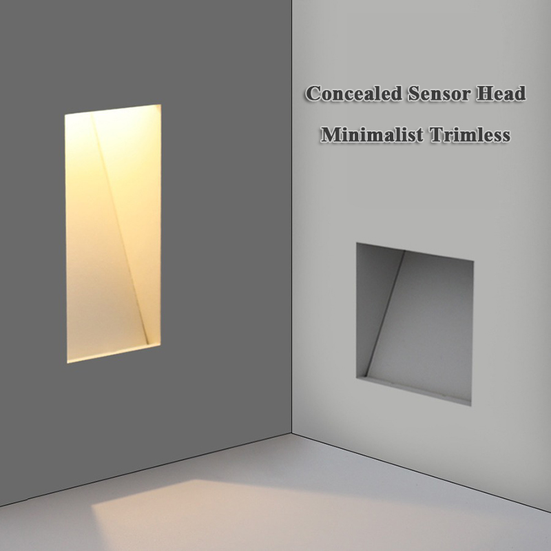 Hongsheng HOSHAEM Sensore di movimento da incasso Step Light 3W Lampade da parete notturne per illuminazione di scale senza finiture per corridoi interni 3