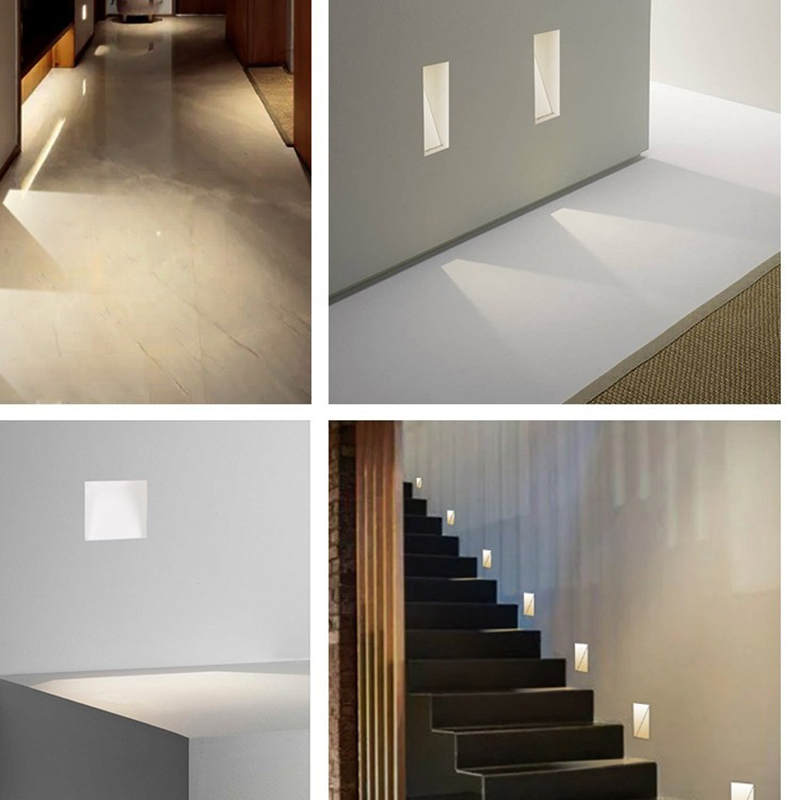 Hongsheng HOSHAEM Sensore di movimento da incasso Step Light 3W Lampade da parete notturne per illuminazione di scale senza finiture per corridoi interni 8
