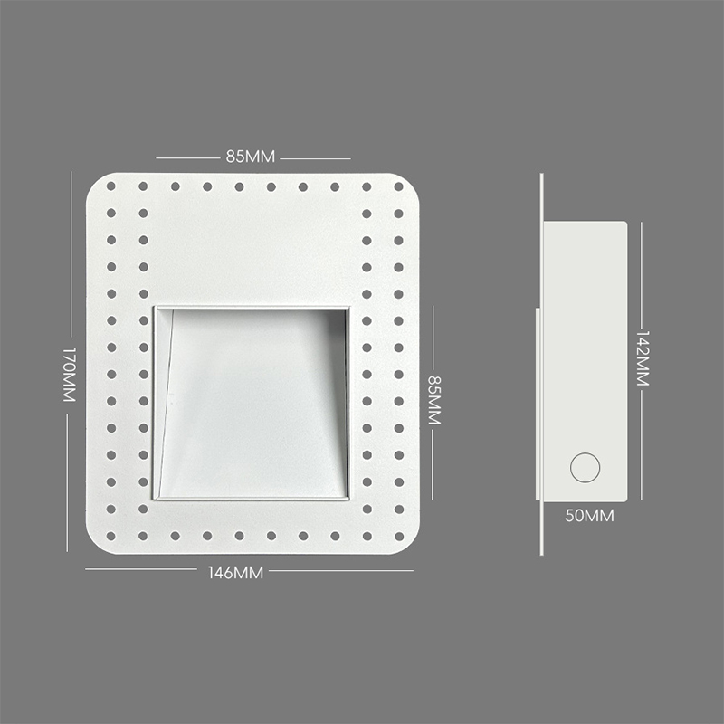 Hongsheng HOSHAEM Sensore di movimento da incasso Step Light 3W Lampade da parete notturne per illuminazione di scale senza finiture per corridoi interni 6