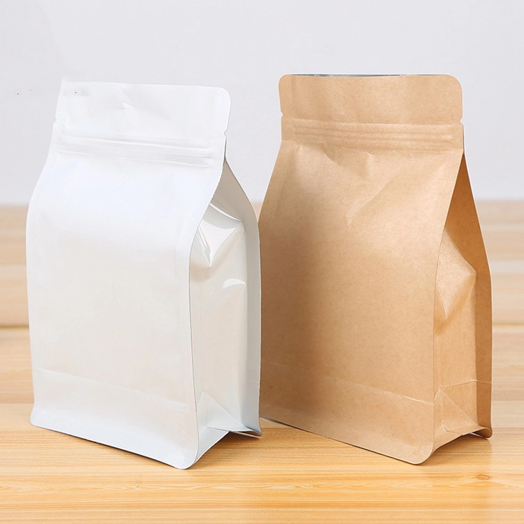 Bolso de empaquetado termosellado modificado para requisitos particulares de la cremallera de los frutos secos del grano de café de la bolsa del papel de Brown Kraft 1