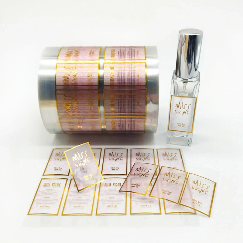 Rollo de etiquetas adhesivas adhesivas para embalaje de botellas de perfume personalizadas 1