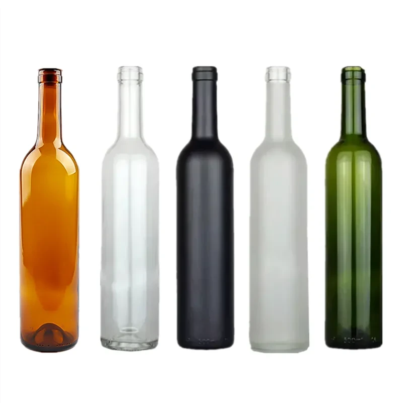 Botella de vino de cristal vacía al por mayor de la forma de Burdeos de 500ml 750ml 1