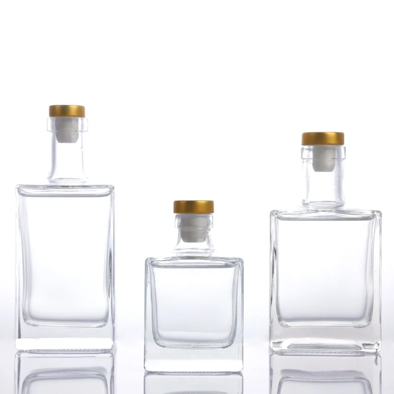 Clear Square Glass Fruit Wine Bottle With Cork 250ml 500ml High Quality Vodka Brandy Liquor Bottles 1