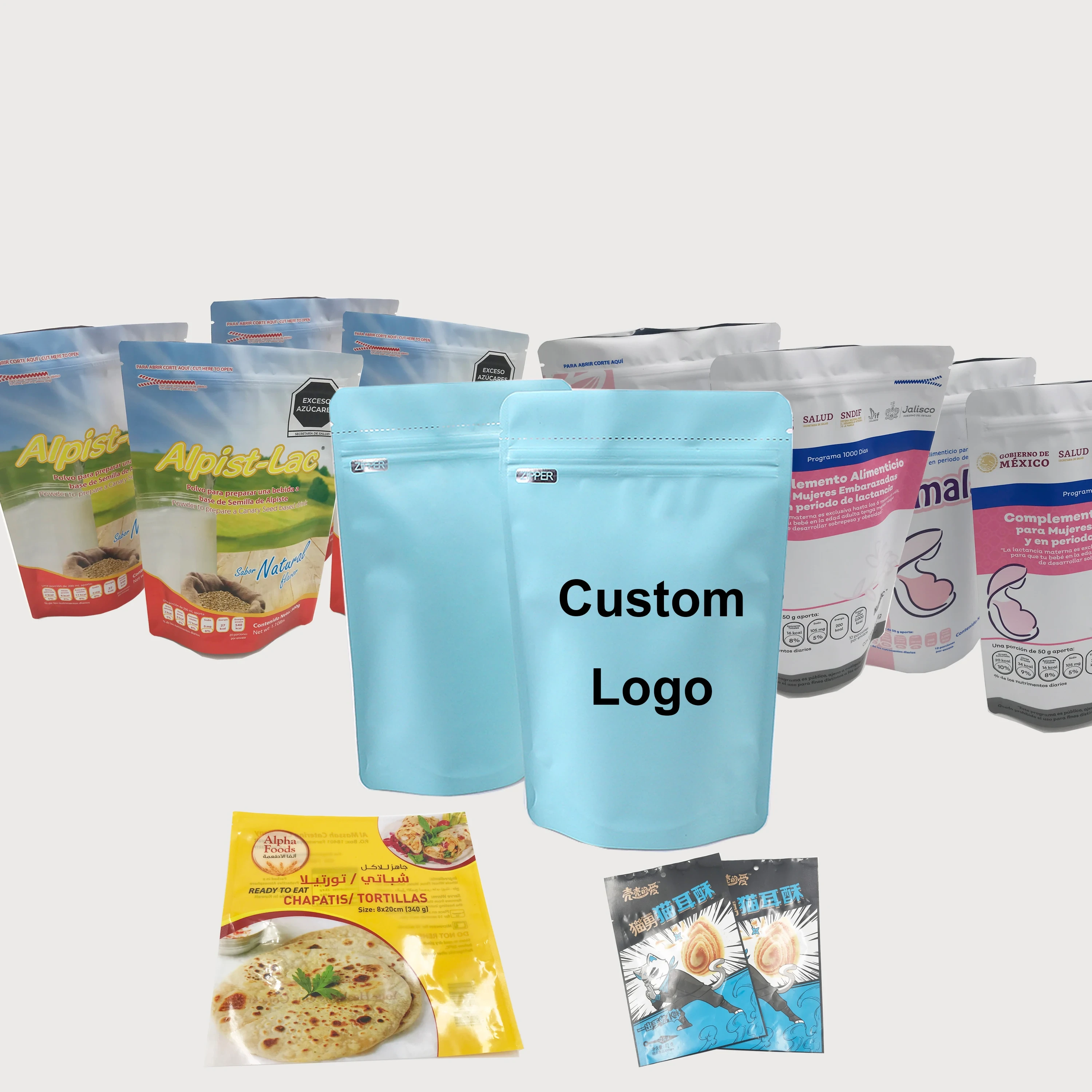 Customized Printed Food Storage Pouch With Resealable Zipper Mylar Stand Up Plastic Bags 1