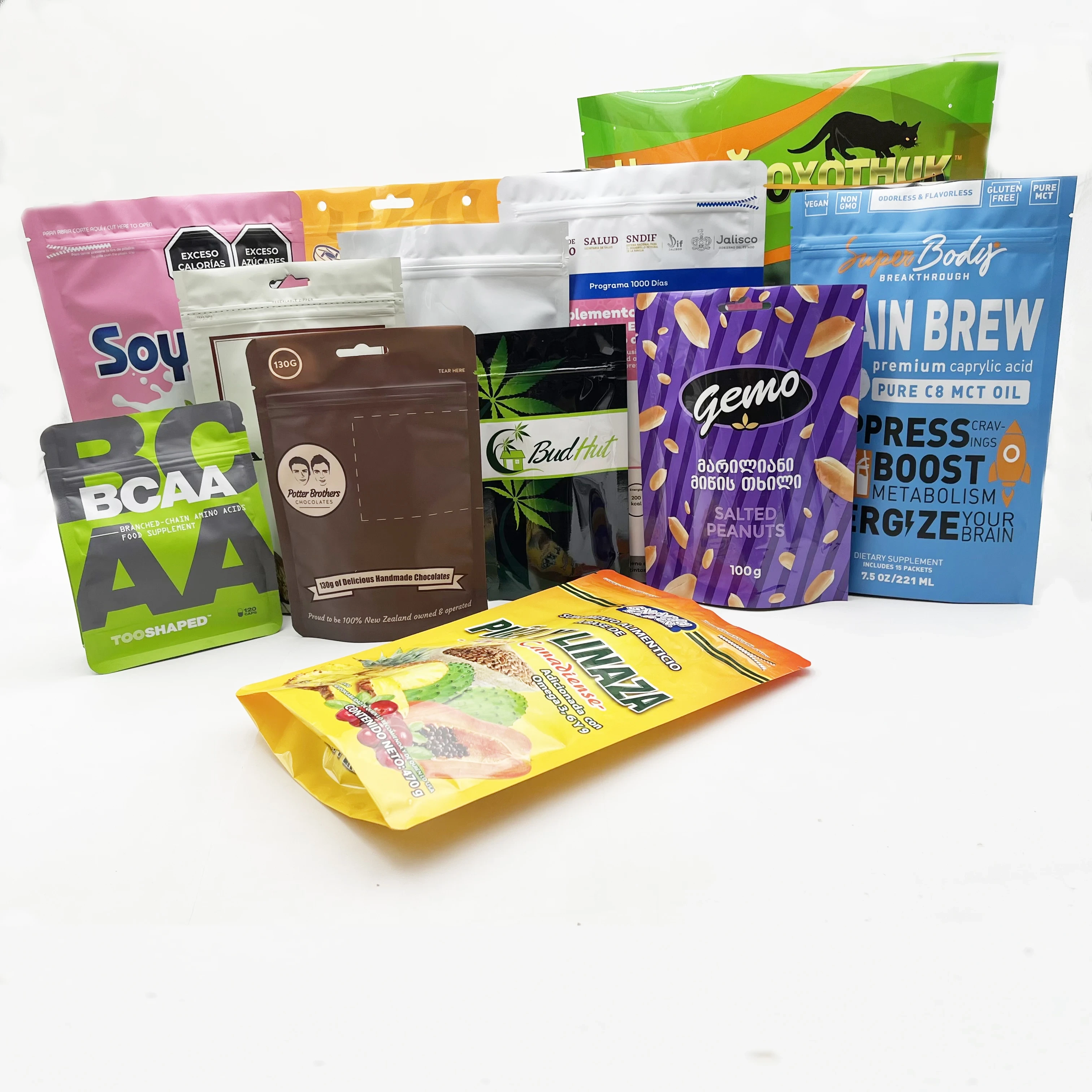 Custom Logo Food Packing Zipper Top Stand Up Pouch Packaging Zip Lock Bag 1