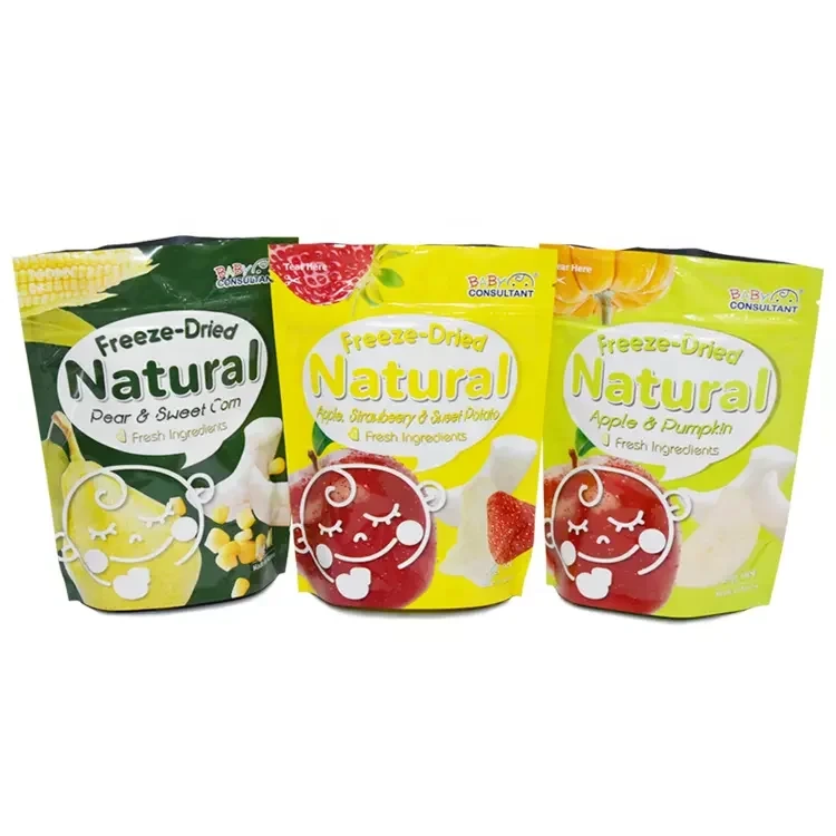 Freeze-dried Fruit Packaging Natural Rice Cracker Baby Food Snack Stand Up Pouch With Zipper Packaging Bags 1