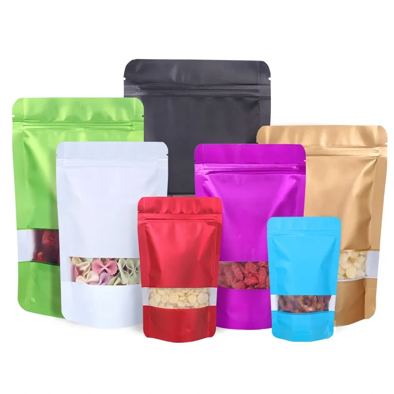 Doypack coloré de logo de conception faite sur commande de catégorie comestible tiennent la poche avec des sacs en plastique de Mylar de tirette de fenêtre 1