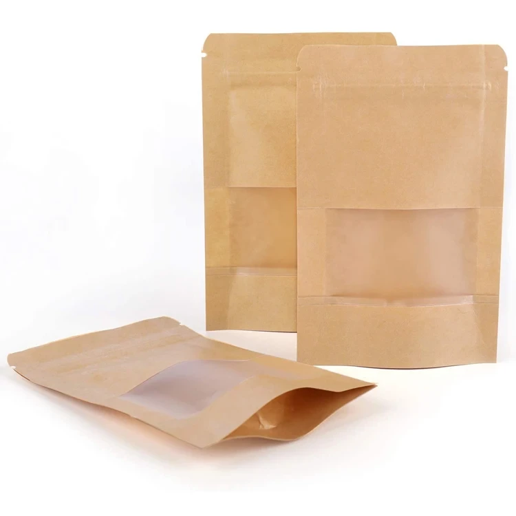 El té biodegradable reciclable personalizado del café se levanta los bolsos de la cremallera del papel de Kraft del paquete de la comida de la cerradura de la cremallera de la bolsa 1