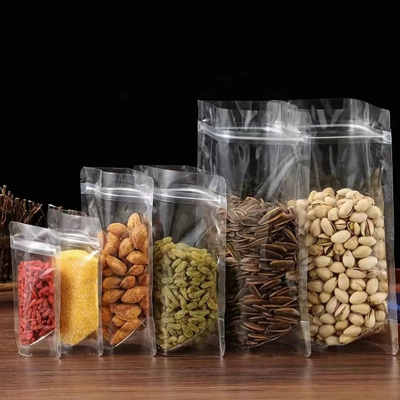 Stock Clear Zip Lock Dry Fruit Nuts Food Packaging Bag Stand Up Pouch 1