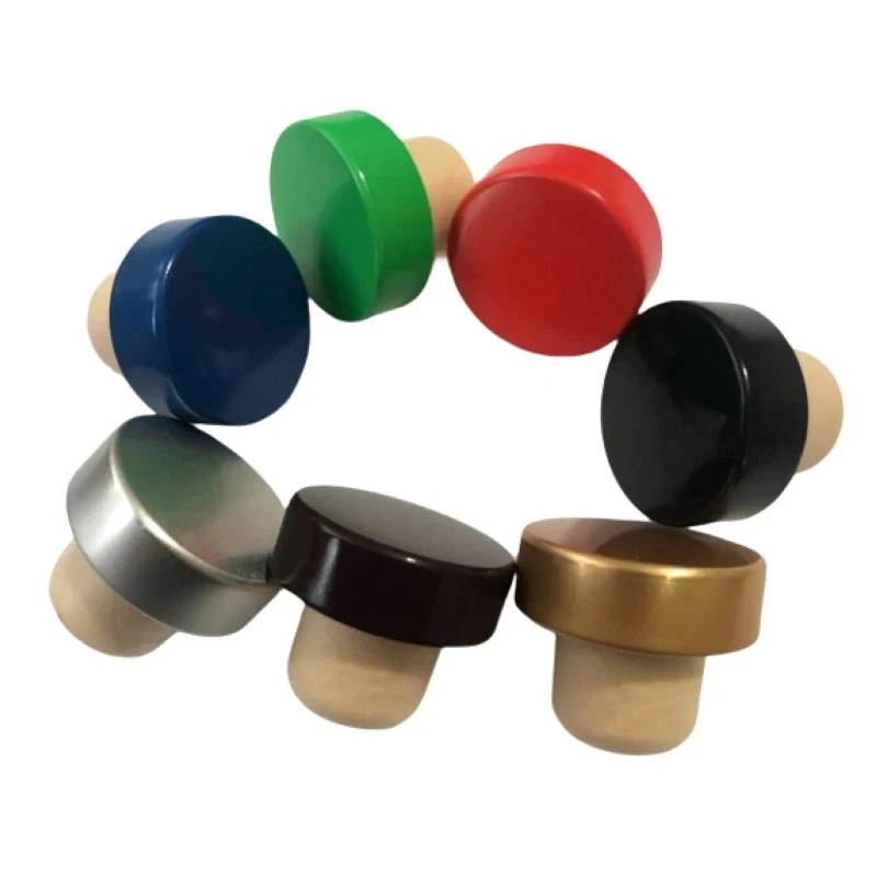 Customized Colorful Natural T-cork Synthetic Wine Bottle Stopper Aluminum Top Synthetic Cork 1