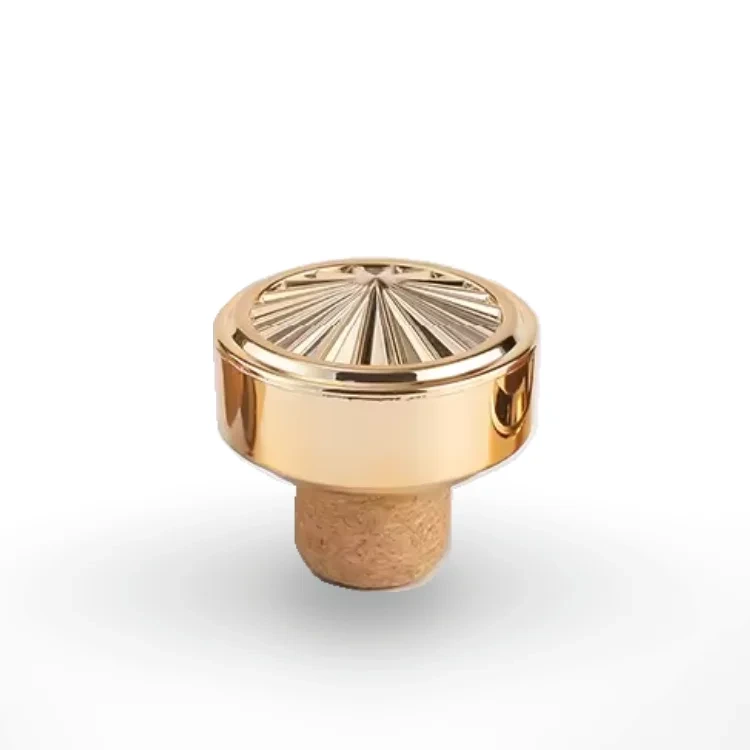 Wholesale Gold Sliver Bottle Stopper Plastic Top Embossed Logo Cork Wine Sealing Closures 1