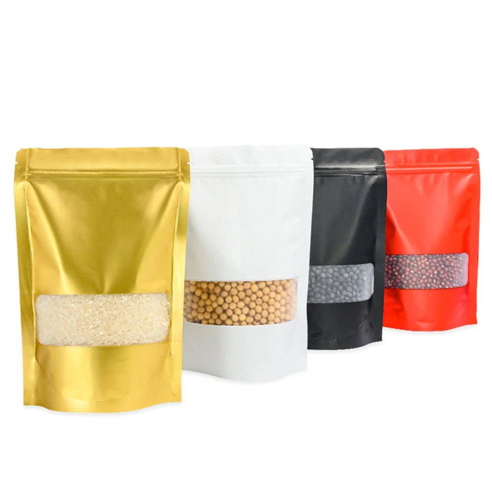 Resealable Stand Up Zipper Pouch Doypack Bag Aluminum Laminated Coffee Bean Mylar Bags For Long Term Food Storage 1