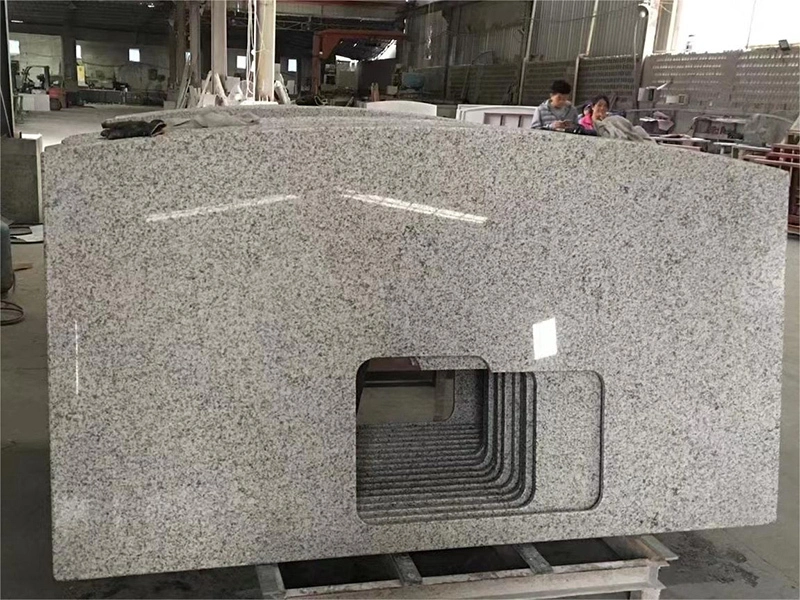 Bancada de granito branco gergelim China 603 com pia retangular única para decoração de cozinha 1
