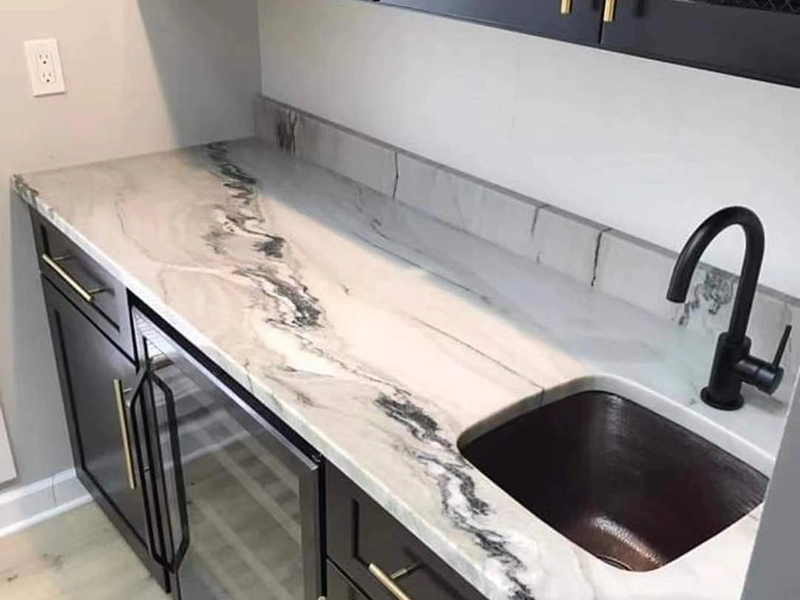 Isola della cucina del controsoffitto della quarzite di fantasia di pietra di lusso del Brasile macaubas per la decorazione delle ville 1