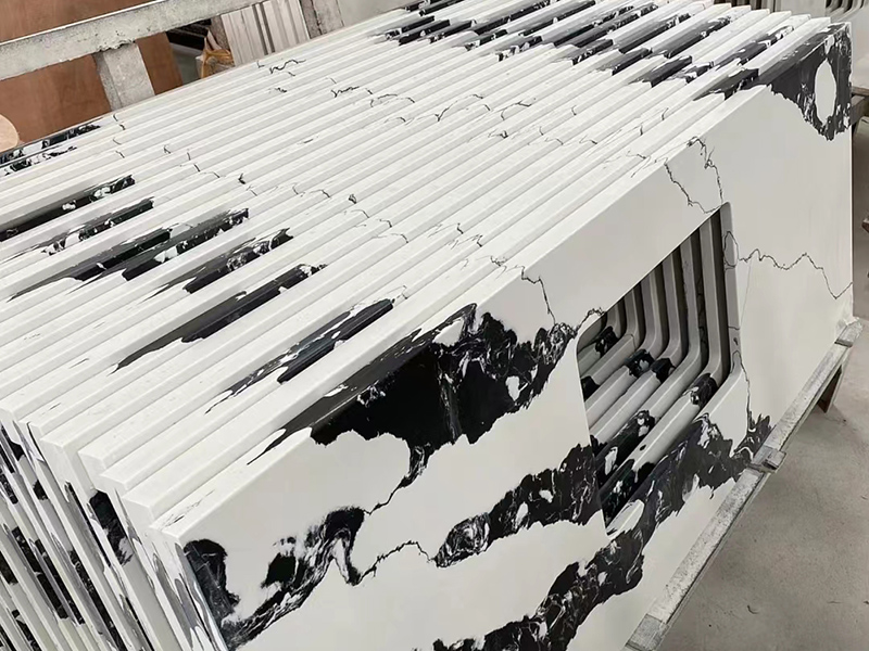 Partes superiores brancas da vaidade de quartzo da panda com o dissipador do retângulo para a decoração do banheiro 5