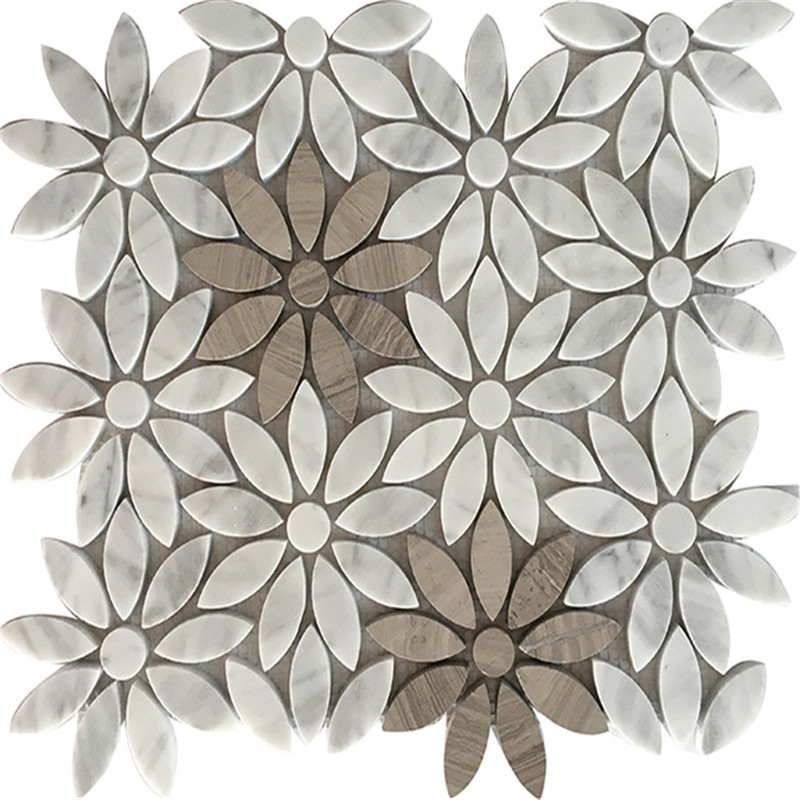 Marmormosaikfliese mit Blumenmuster in verschiedenen Farben für das Backsplash-Design der Wohnküche 6
