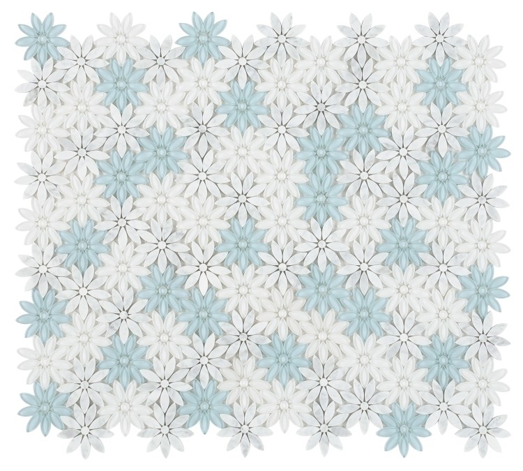Marmormosaikfliese mit Blumenmuster in verschiedenen Farben für das Backsplash-Design der Wohnküche 7