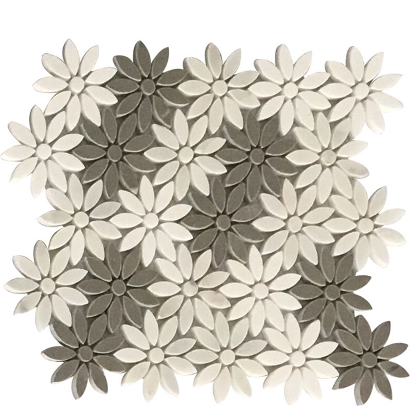 Marmormosaikfliese mit Blumenmuster in verschiedenen Farben für das Backsplash-Design der Wohnküche 1