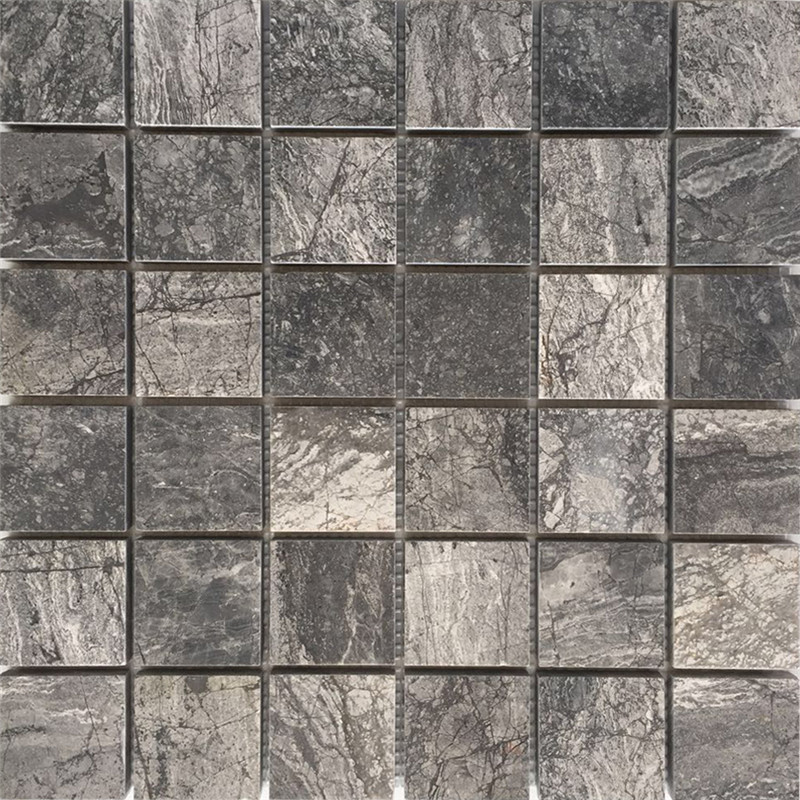 Azulejo de mosaico reciclado hexagonal de mármol gris elegante para diseño de protector contra salpicaduras de cocina casera 3