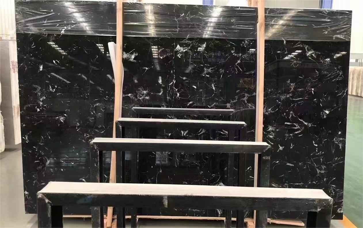 Marbre de fleur de glace noire pour panneau mural de salle à manger 4