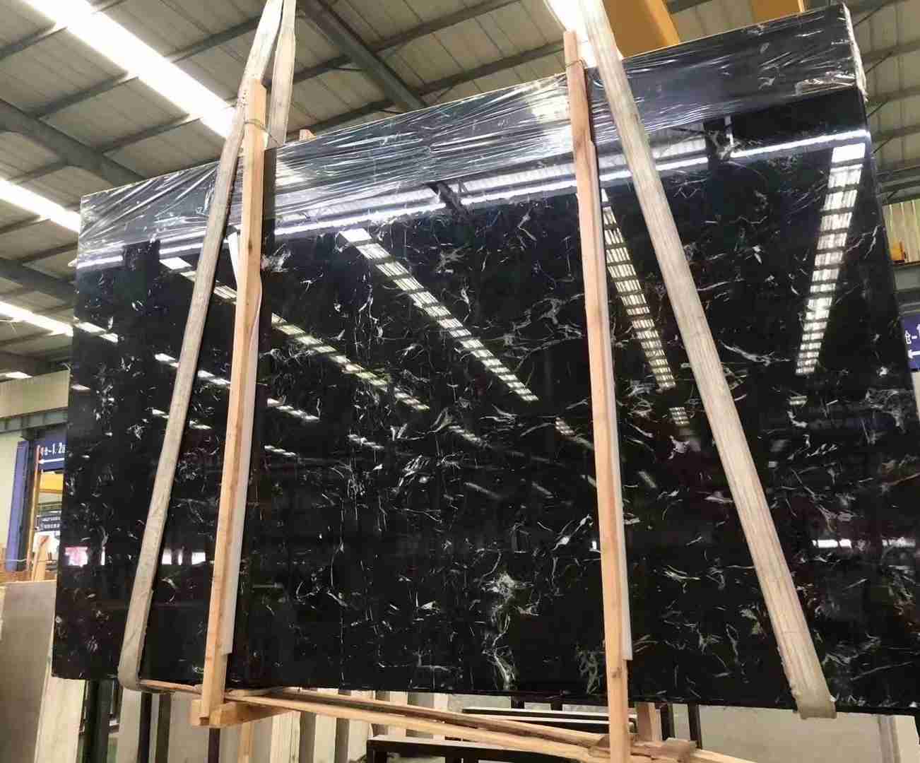 Marbre de fleur de glace noire pour panneau mural de salle à manger 3