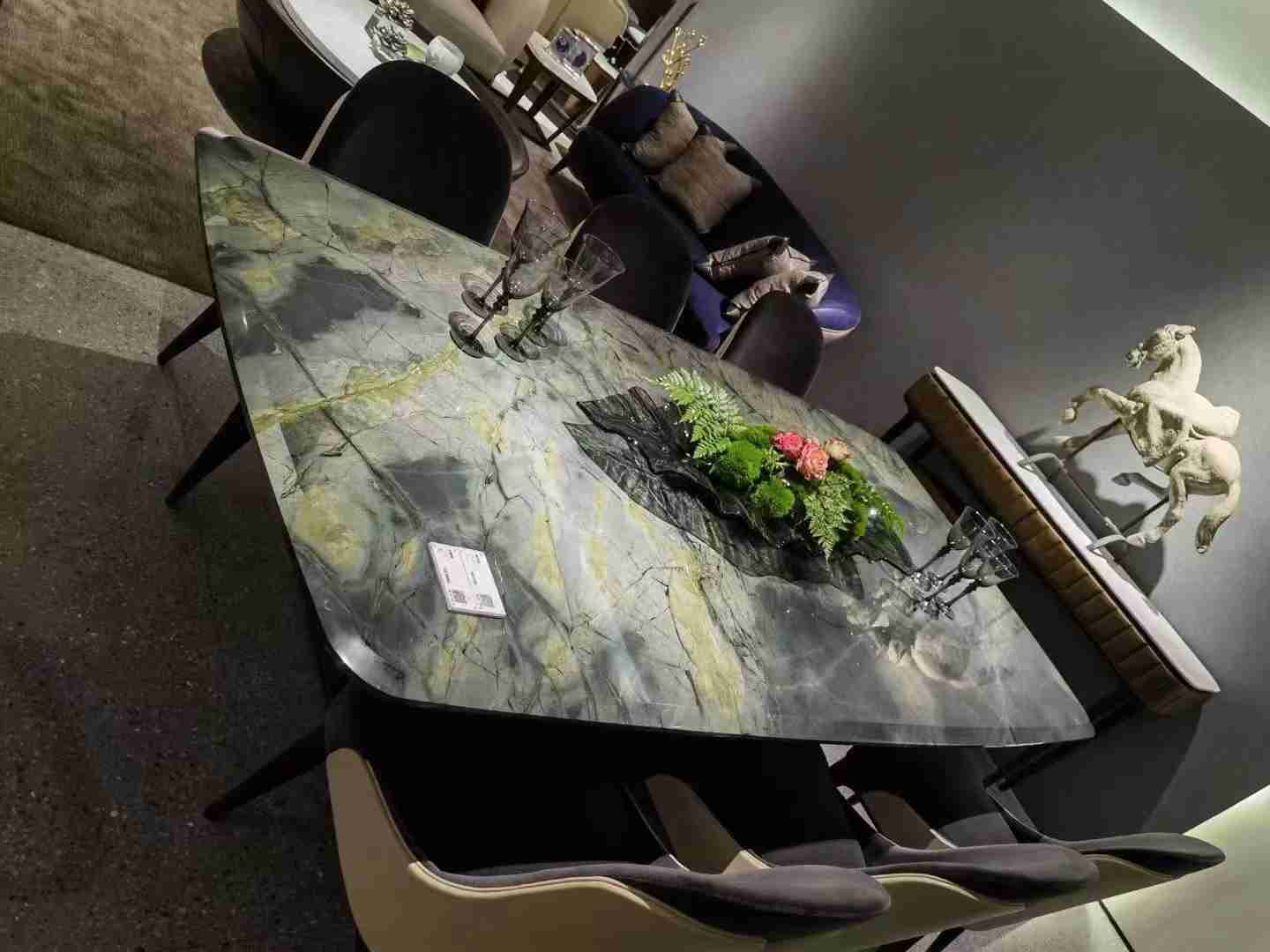 Superficie lucidata lastra di quarzite verde Bedonia per piano tavolo da cucina1709970699974591 4
