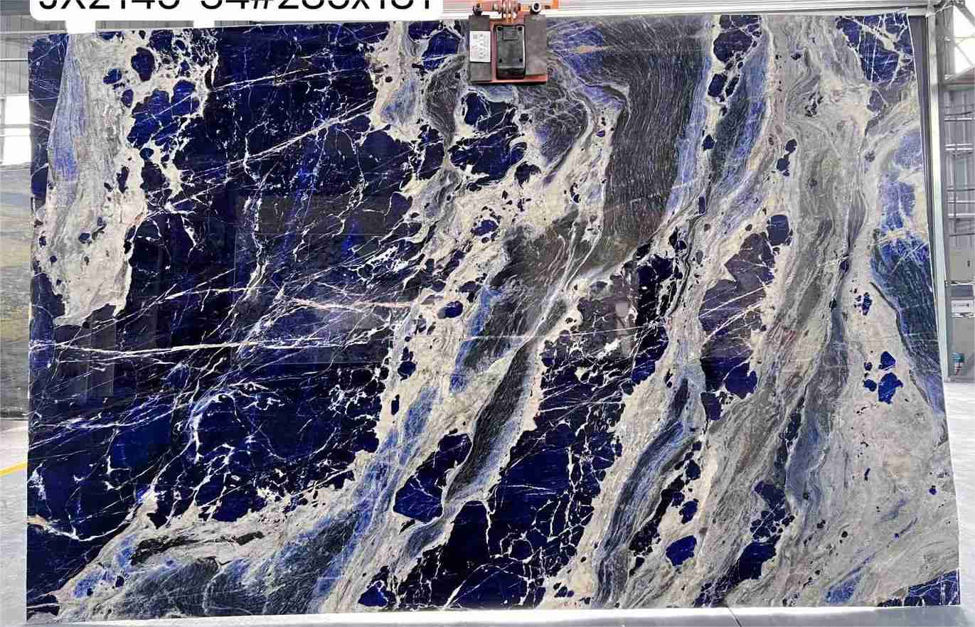 Dalle de marbre bleu cloisonné pour dosseret de cuisine 5
