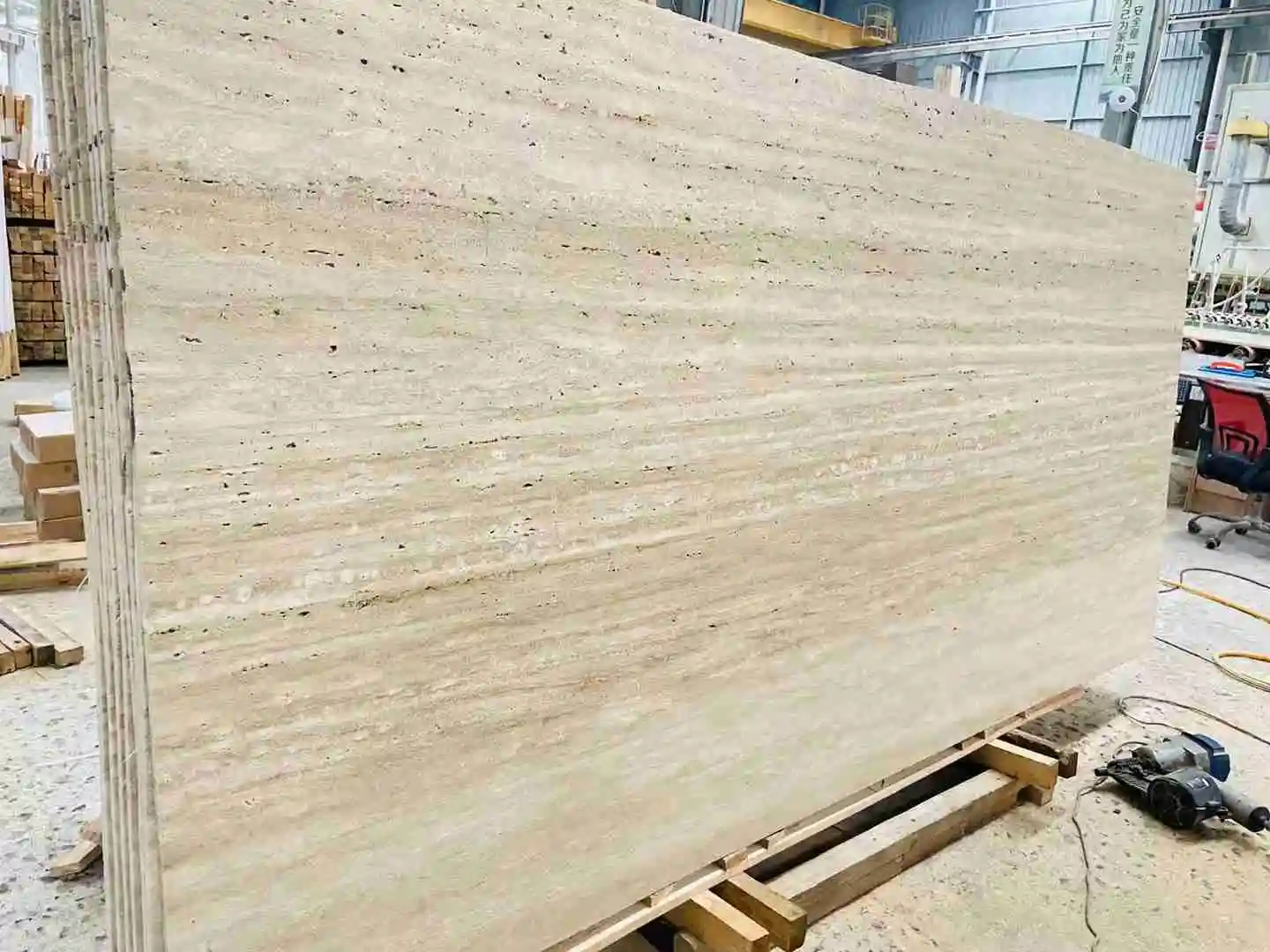 Cream White Travertine Slab For Hall Wall Tile 1