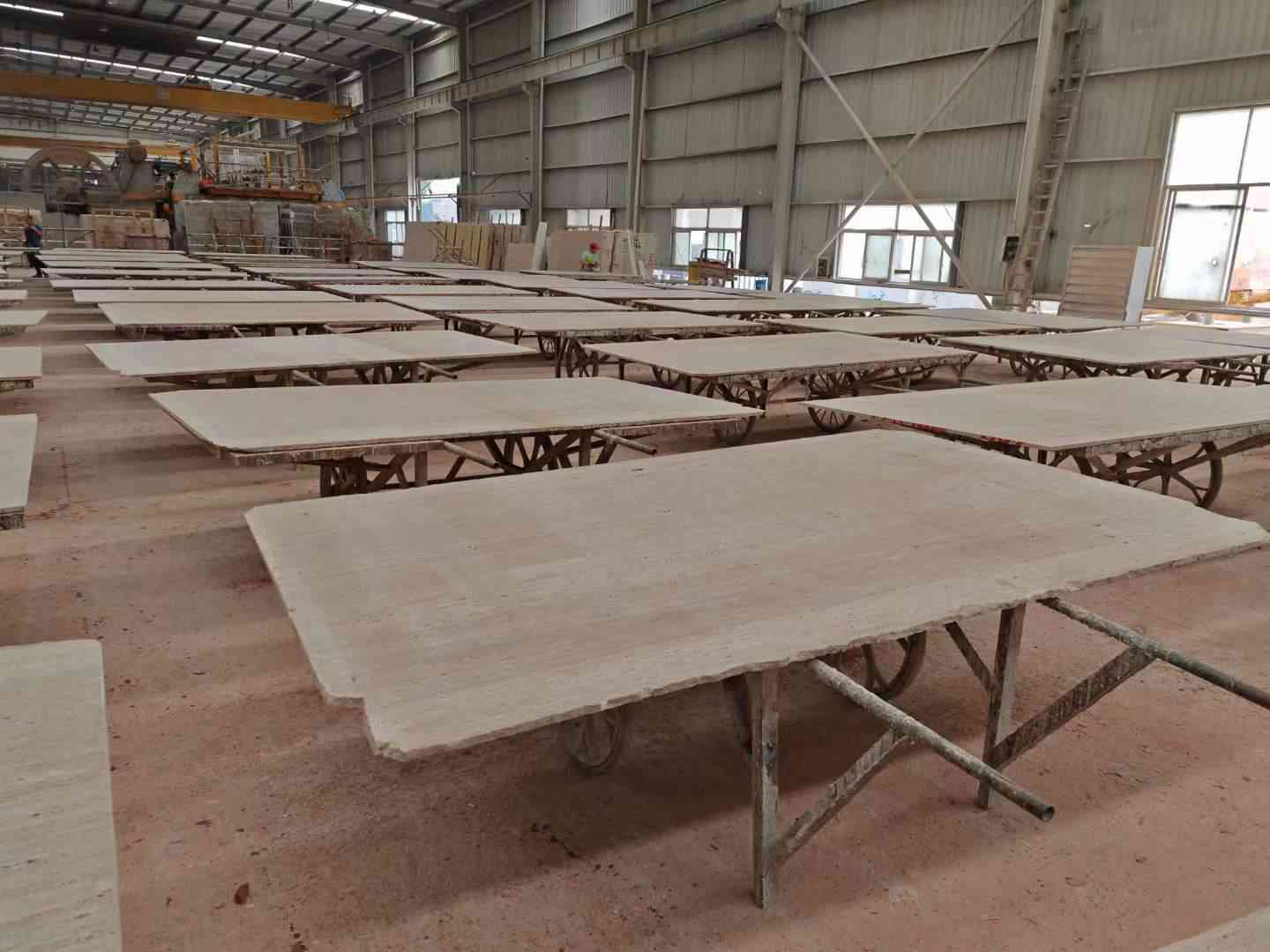 Turkey Beige Travertine Slab Veins Cut Slab For Outdoor Tile 5