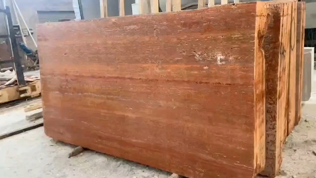 Dalle de travertin rouge d'Iran pour carrelage de mur extérieur 1