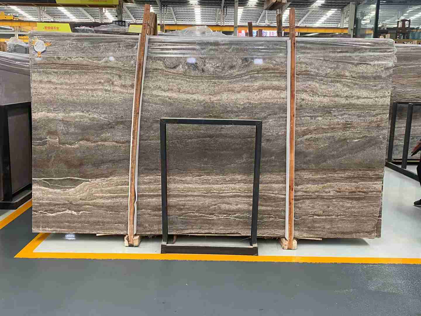 Iranian Silver Gray Travertine Slab For Dining Room Wall Tile 2