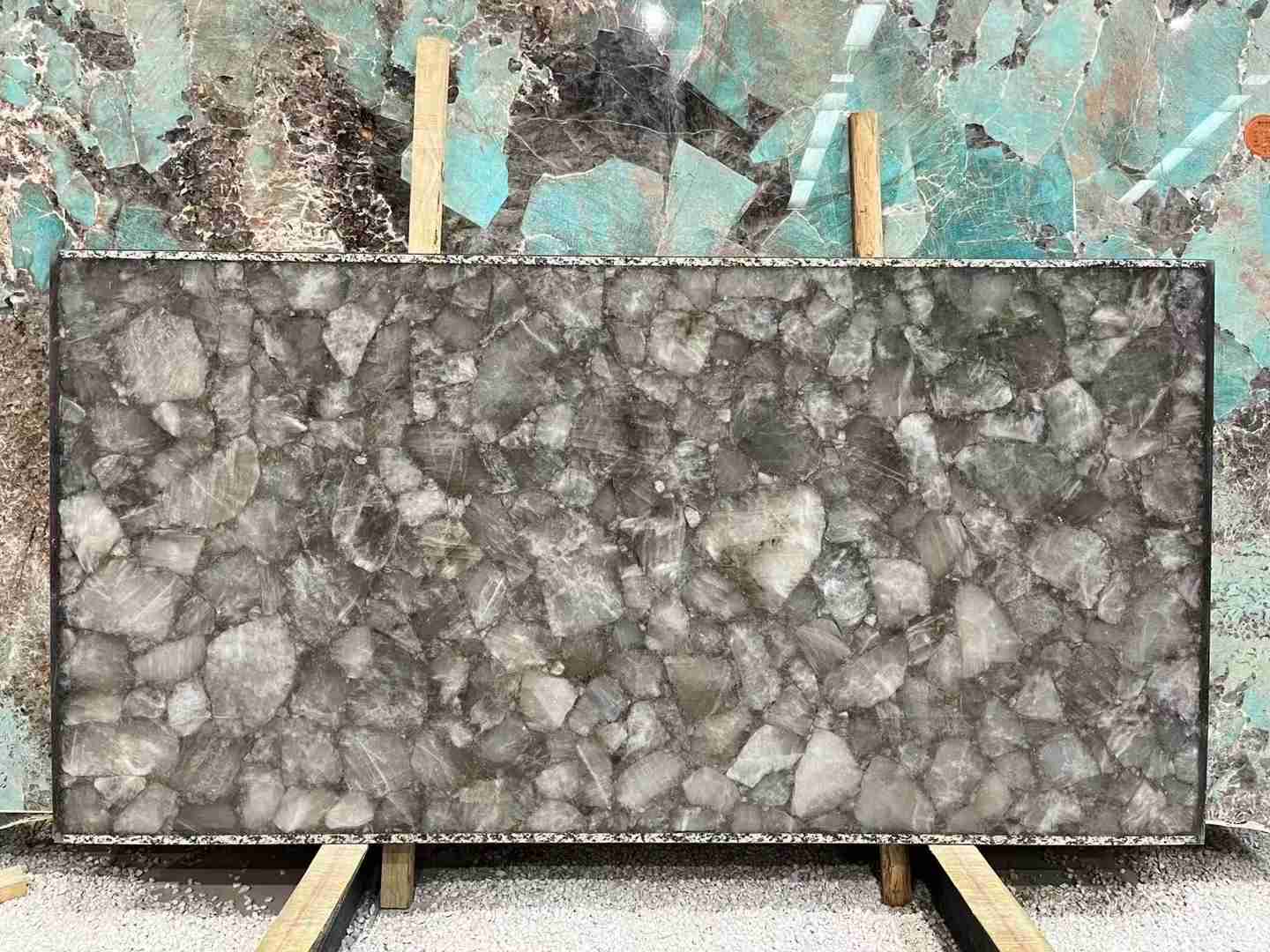 العقيق الفضي البرازيلي حجر كريم شبه كريم مع لوح بإضاءة خلفية 2