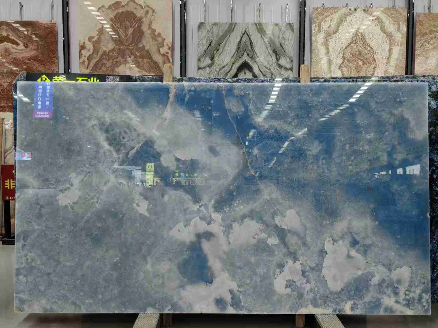 욕실 벽 타일용 블루 오닉스 슬래브 광택 표면 5