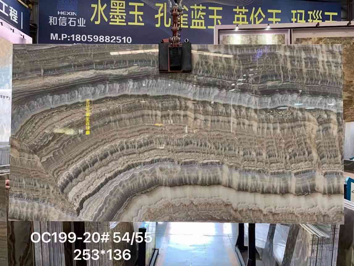 بلاطة أونيكس جريج شفافة لبلاط أرضية الحمام 4