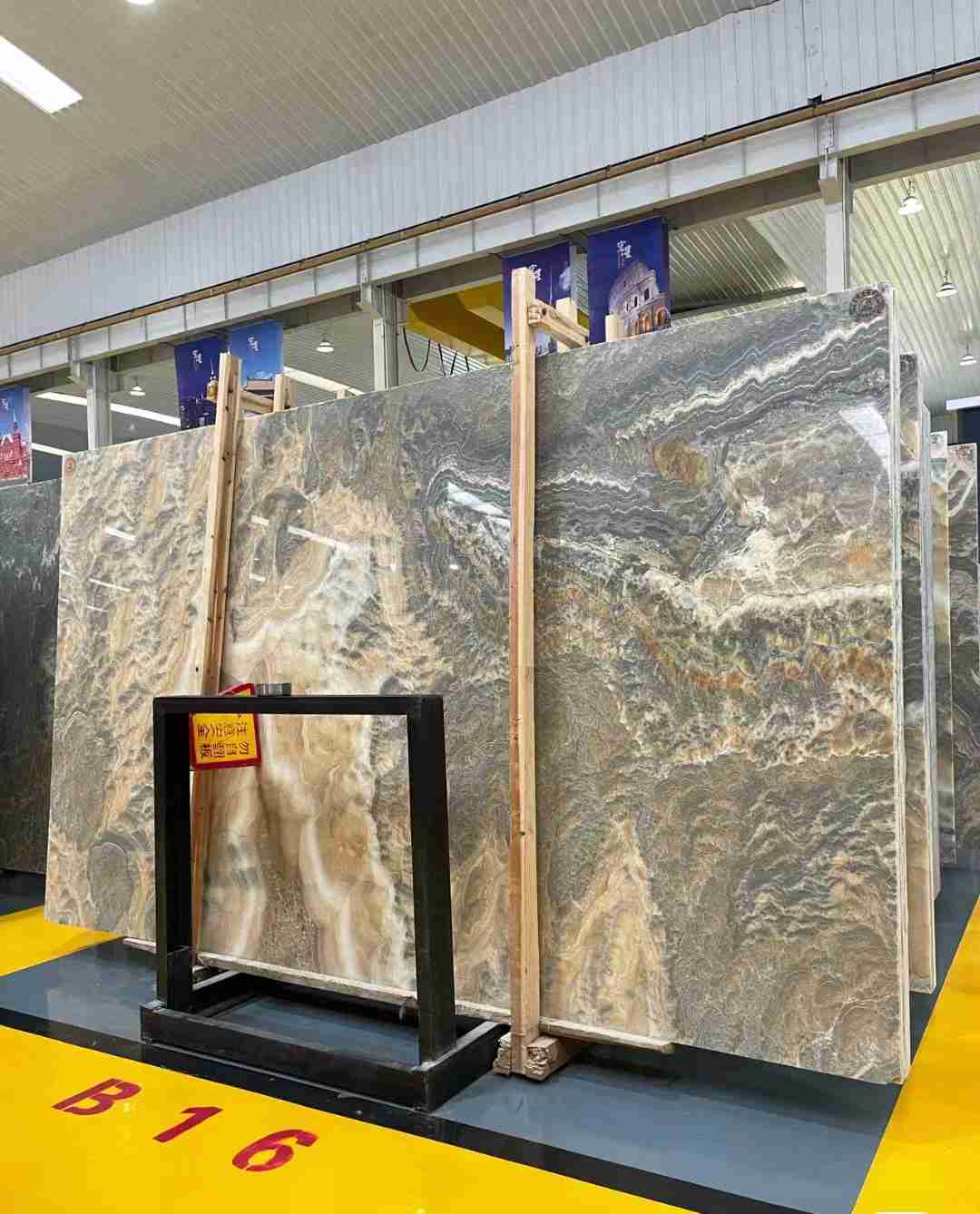 Losa de ónix gris ondulado para encimera de cocina 6