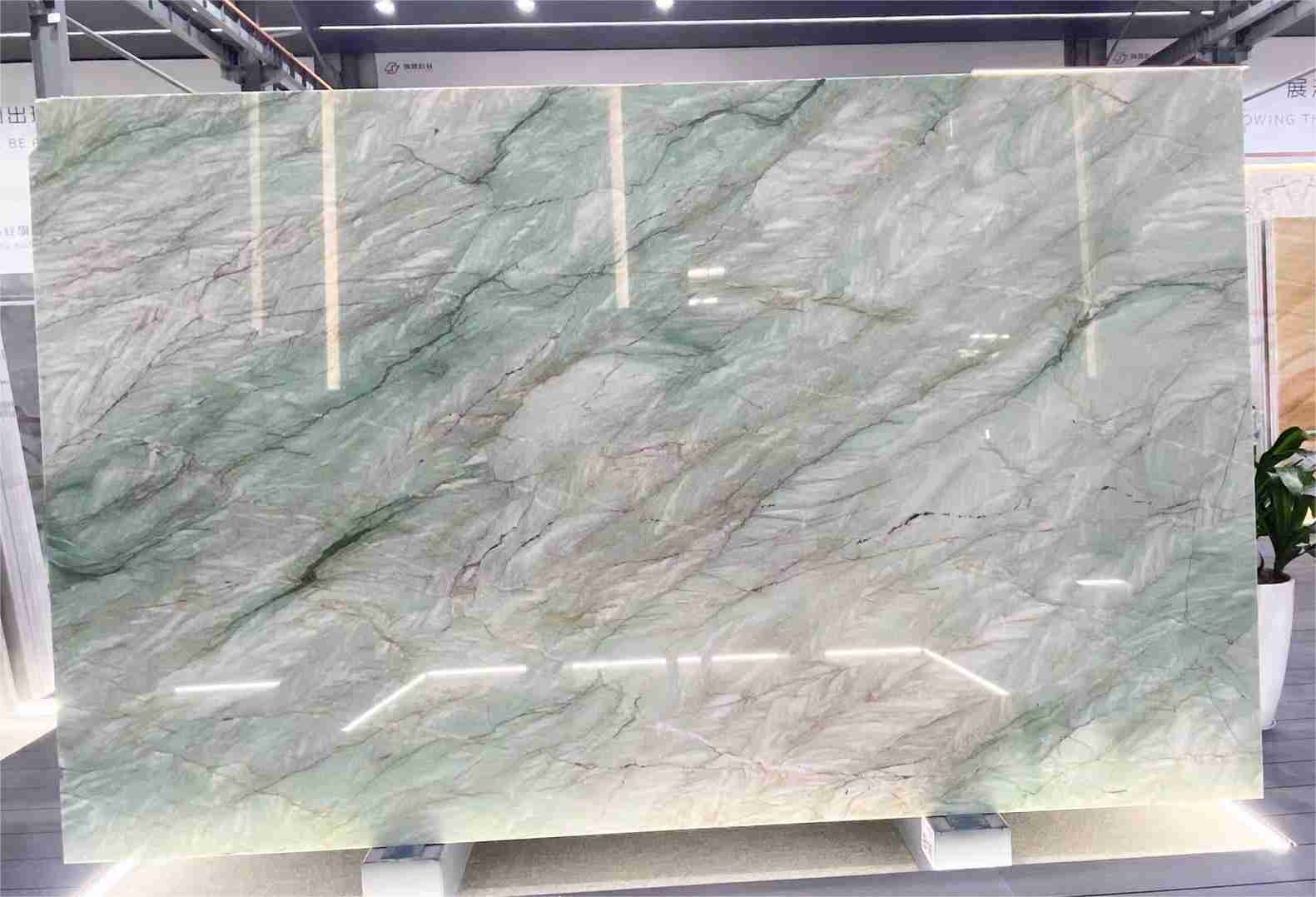 Dalle de quartzite vert botanique pour dessus de vanité de salle de bain 2